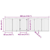 Dog Gate with Door Foldable 6 Panels White 300 cm Poplar Wood 352215
