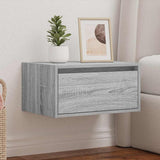 ZNTS Wall-mounted Bedside Cabinet with LED Lights Grey Sonoma 860221