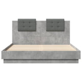 Bed Frame with LED without Mattress Concrete Grey 150x200 cm King Size 3210006