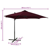 Cantilever Garden Parasol with Pole and LED Lights Bordeaux Red 300cm 312334