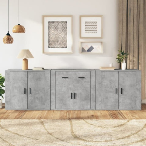 Sideboards 3 pcs Concrete Grey Engineered Wood 3185419