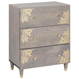 Sideboard Grey and Gold 60 x 33 x 75 cm Solid Mango Wood 4018775