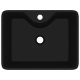 Ceramic Bathroom Sink Basin with Faucet Hole Black Square 141937