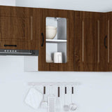 Kitchen Wall Cabinet with Glass Door Kalmar Brown Oak Engineered Wood 853534