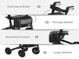 Folding Rollator Walker with Padded Seat, Backrest, Lightweight Walking Frame with Storage Bag, Dual T3398P343467