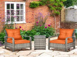 3 Pieces Rattan Bistro Set, Wicker Garden Furniture Set with Storage Coffee Table and Chairs, T3398P317586