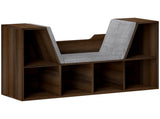 Bookcase Storage Shelf with Cushioned Reading Seat, Cube Bookshelf Organizer for Bedroom Living T3398P328329