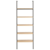 5-Tier Leaning Shelf Light Brown and Black 64x35x185 cm 336385