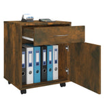 Rolling Cabinet Smoked Oak 45x38x54 cm Engineered Wood 815963