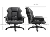 Faux Leather Executive Office Chair, with Contrast Piping - Black/White T3398P343013