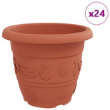 Round Flower Pot 24 pcs Brick Red 34 x 28 cm Plastic 42020292