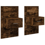 ZNTS Wall-mounted Bedside Cabinets with LED Lights 2 pcs Smoked Oak 848166