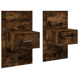 ZNTS Wall-mounted Bedside Cabinets with LED Lights 2 pcs Smoked Oak 848166
