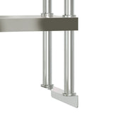 Kitchen Work Table with Overshelf 110x55x150 cm Stainless Steel 3208907