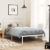 Metal Bed Frame without Mattress with Headboard White 100x190cm 377160