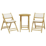 3 Piece Folding Bistro set with Cream White Cushions Bamboo 3208939