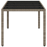 Garden Table with Glass Top Light Grey 190x90x75 cm Poly Rattan 368128