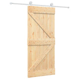 Sliding Door Natural and White 90 x 210 cm Solid Pine Wood 3445024