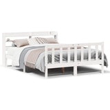 Bed Frame without Mattress White 135x190 cm Double Solid Wood Pine 3306571