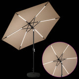 Garden Parasol with LED Lights and Base 270 x 270 cm Polyester 42036259