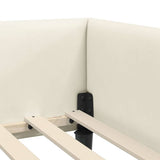 Corner Bed Frame with Headboard Cream 100 cm x 200 cm Velvet 42016171