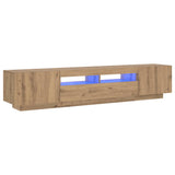 TV Cabinet with LED Lights Artisan Oak 200x35x40 cm Engineered Wood 3329166