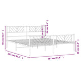 Metal Bed Frame without Mattress with Footboard White 180x200cm 372250