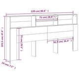 Headboard Cabinet Black 220x19x103.5 cm 811899