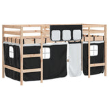 Kids' Loft Bed with Curtains without Mattress White&Black 90x190cm 3206973