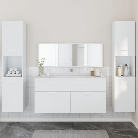 ZNTS 4 Piece Bathroom Furniture Set White Engineered Wood 3308536