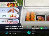 16L Portable Car Fridge, -20&degC to 10&degC Adjustable Temperature - Khaki/Grey T3398P349489
