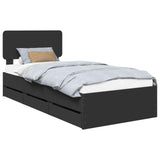 Bed Frame with Drawer Black 100 x 200 cm Engineered Wood 3412214