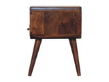 Solid Wood Mini Chestnut Curve Open Bedside, 1 Drawer and Open Shelf, Dark Brown B2743P402924