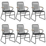 7 Piece Garden Dining Set Black PVC Rattan 3060271