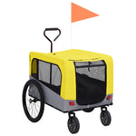ZNTS 2-in-1 Pet Bike Trailer & Jogging Stroller Yellow and Grey 92442
