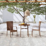 Garden Dining Set Brown PE Rattan, Powder-Coated Steel Medium 3098027