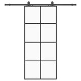 Sliding Door with Hardware Set Black 90x205 cm ESG Glass 3375864
