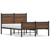 Metal Bed Frame without Mattress Brown Oak 120x190 cm Small Double 4007955
