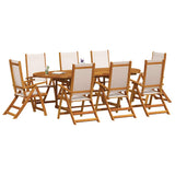9 Piece Garden Dining Set Solid Wood Acacia and Textilene 3279277