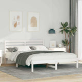 Bed Frame with Headboard White 160 x 200 cm Solid Pine Wood 872282