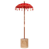 Parasol with Base Red 95 x 95 x 260 cm Cotton and Wood 3356912