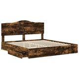 Storage Bed with Drawer Smoked Oak 180 x 200 cm Engineered Wood 3413482