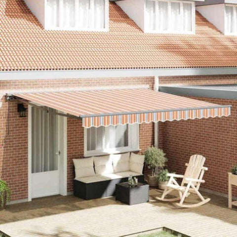 Retractable Awning Manual Multicolour Stripe 400x300 cm Fabric 3330573