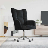 Relaxing Chair with Wheel Black 69 x 61.5 x 102 cm Velvet 42022458