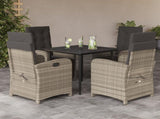 5 Piece Garden Dining Set with Cushions Light Grey Poly Rattan 3212599
