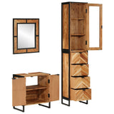 3 Piece Bathroom Furniture Set Iron and Solid Wood Acacia 3217120
