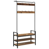 Coat Rack with Shelf Old Wood 95 x 34 x 184 cm Engineered wood 879963
