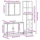 3 Piece Bathroom Furniture Set Brown Oak Engineered Wood 3301134