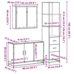 ZNTS 3 Piece Bathroom Furniture Set Black Engineered Wood 3301130