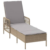 Sun Lounger Reclining 3 pcs Beige and Light Grey Poly Rattan 365435